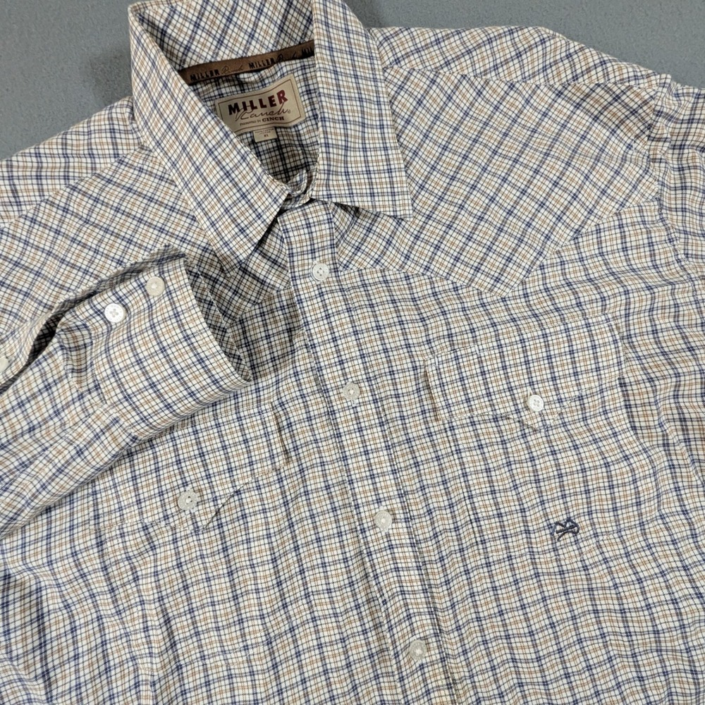 Miller Ranch Western Button Down Mens XL Plaid Long Sleeve Cinch Shirt Cowboy